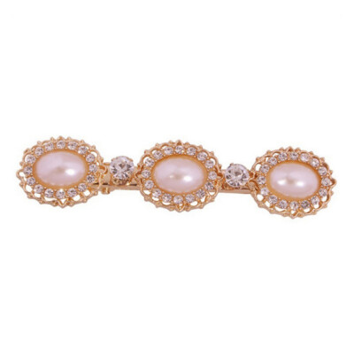 

Hairclip Women Classic Imitation Pearl-studded Word Clip Alloy Disc Fine Hairclip Hair Accessories Female