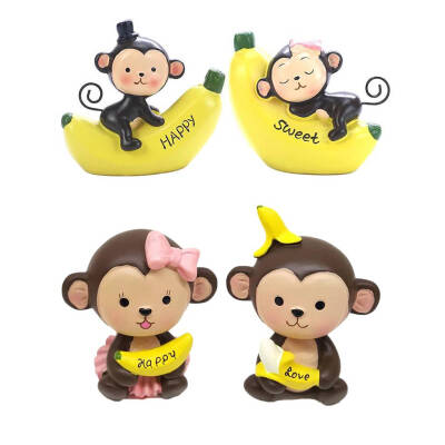 

2Pcsset Cute Banana Monkeys Decorations Car Home Office Ornaments Best Birthday Holiday Gift