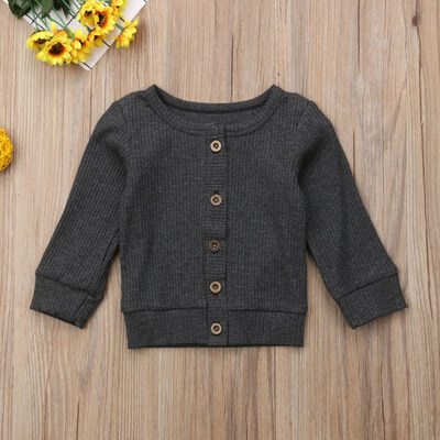 

New Autumn Girl\s T-Shirt Solid Color All-match Concise Casual Round Collar Long Sleeve Button Decor T-shirts