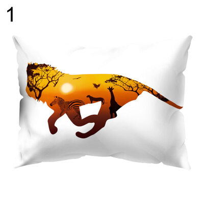

Color Animal Printed Rectangle Throw Pillow Case Cushion Cover Home Car Decor