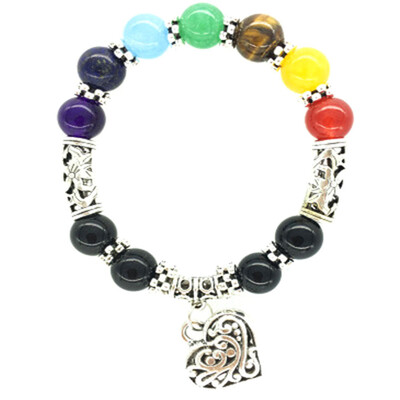 

7 Chakra Healing Beaded Bracelet Natural Lava Stone Diffuser Bracelets Jewelry