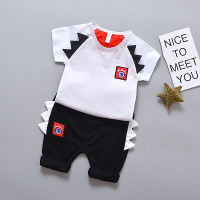 

2PcsSet Summer Baby Boys Short Sleeve Letter Eye Pattern Tops T-shirtShorts Casual Outfits Sets