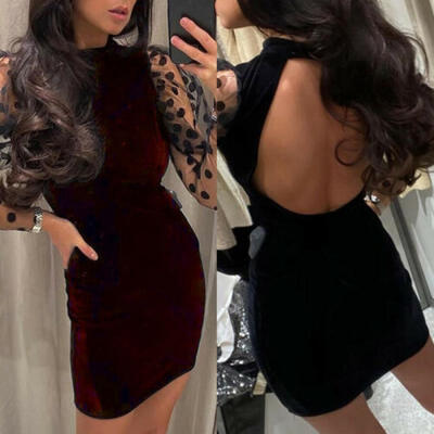 

Women Bandage Bodycon Long Sleeve Evening Party Cocktail Club Short Mini Dress