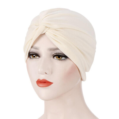 

Muslim Women Pleated Turban Hijab Cap Cancer Chemo Hat Cotton Head Scarf For Hair Loss Accessories