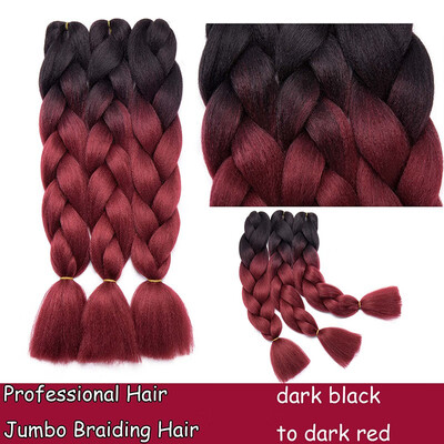 

24 Inches Braiding Hair Ombre for crochet Hair Weave with Synthetic&Twist Braiding Hair Extensions Dark black 100gpc