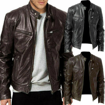 

Vintage Mens Genuine Premium Leather Motorcycle Biker Tops Leather Jacket Coat