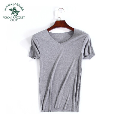 

St Pauls ZPU-3002 Mens Vest Mens Seamless V-neck T-Shirt Thread Short Sleeve Grey