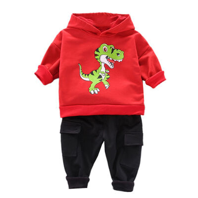 

Autumn Baby Boy Clothes Cotton Kids Clothes Long Sleeve Cartoon Dinosaur Print Hoodie SweatshirtTrousers Pants Casual Sets
