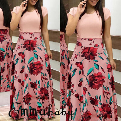 

Women Floral Boho Maxi Dress Prom Hawiian Evening Party Summer Beach Casual Long Sundress