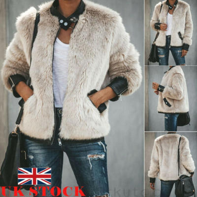 

Womens Winter Teddy Bear Pocket Fluffy Coat Fleece Fur Jackets Outerwear Hoodies