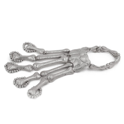 

Hot Sale Hot Europe Halloween Exaggerated Jewelry Metal Skeleton Skull Bangle Bracelet Mittens Ghost Ornaments