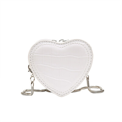 

Women Fashion Serpentine Leather Heart Shape Chain Bags Mini Shoulder Bag Crossbody Bag