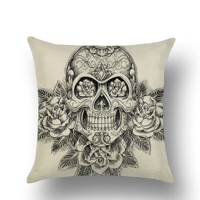 

Skull Linen Pillowcase Home Sofa Decoration A Variety Of Styles Optional