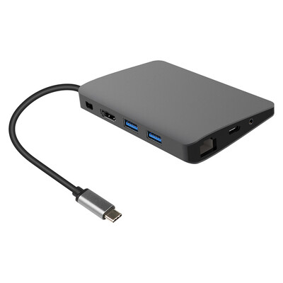 

Type-c Hub USB30 HD Network RJ45 Port 35mm Headphone Interface Laptop Type-c Adapter Splitter Card Reader
