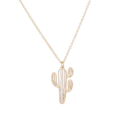 

Women Fashion Stainless Steel Cactus Pendant Hollow Clavicle Chain Necklace Charm Women Jewelry Gift