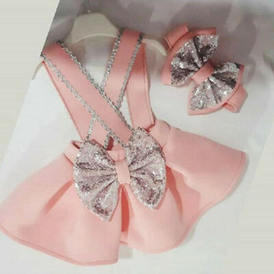 

US Fashion Toddler Kids Girls Lace Tops Strap Skirt Headband Outfits Set Clothes