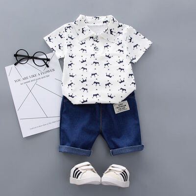 

Summer Baby Boy Clothes Floral Print Short Sleeve Shirt Blouse Shorts Casual Outfits Clothes