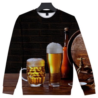 

Toponeto Mens Casual Long Sleeve Beer Festival New Style 3D Printing O Neck Shirt