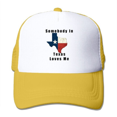 

SHINENGST Somebody In Texas Loves Me Mesh Trucker CapsHats Adjustable For Unisex Black