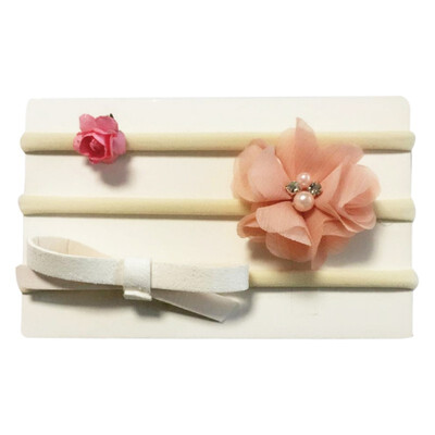 

3 PcsSet Kids Baby Girl Floral Bow Elastic Headbands Princess Holiday Party Hair Accessories Baby Photography Band Headwear