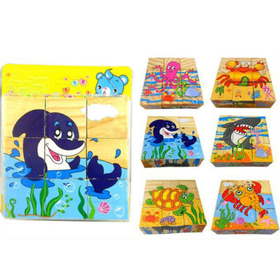 

Tailored Children Wooden 9 Blocks Six Sides Building Blocks Dimensional Puzzle