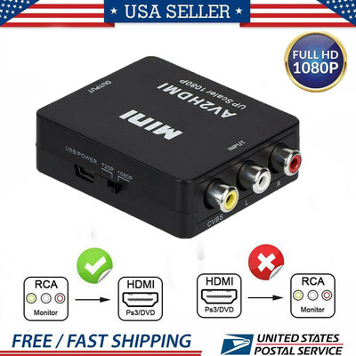 

New Converts Analog Composite Input To HDMI 1080p 60HZ Output White RCA To HDMI Converter