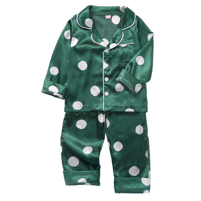 

Autumn Kids Girls Boys Pajamas Baby Cartoon Animal Print Sleepwear Set Long Sleeve Button Blouse TopsPants Pajamas 1-6Y