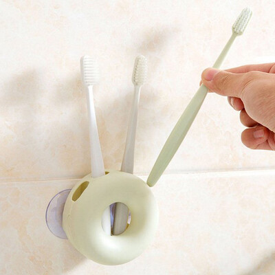 

Wall Sucker 4 Holes Doughnut Toothbrush Rack Holder Plastic Home Bathroom Organizer Tools