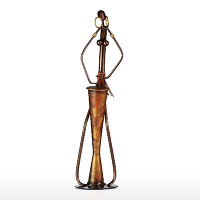 

Tooarts Tribe Woman Druming Iron Sculpture Home Decoration Crafts Metal Sculpture