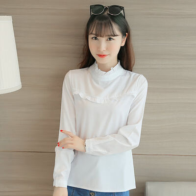 

Korean 2019 O-Neck Long Sleeve Casual Chiffon Blouse Women Spring Fashion Solid Color Blouses Female Elegant Shirt Tops
