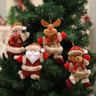 

Gobestart Christmas Ornaments Gift Santa Claus Snowman Reindeer Toy Doll Hang Decorations