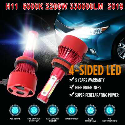 

H11 LED Headlight 6000K 2200W 330000LM 4-Side Kit Low Beam Bulbs High Power