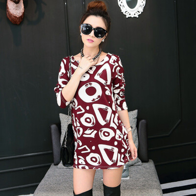 

Ethnic style Printed Long Sleeve Loose bottoming shirt O-Neck Chiffon Casual Elegant Blouses Tops