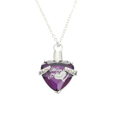 

Birthstone Necklace for Ashes Heart Cremation Memorial Keepsake Pendant Necklace Jewelry Titanium Steel Always in my heart