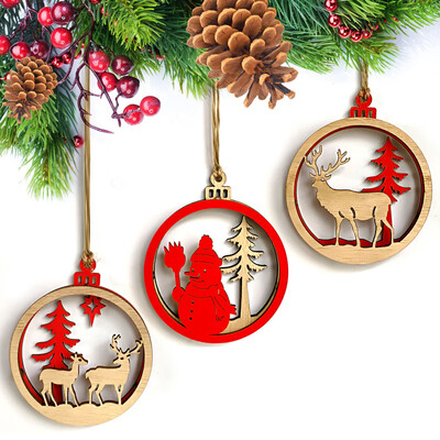 

Tailored 3Pcs Wooden Snowman Deer Bulb Xmas Wedding Tree Hanging Ornament Decor