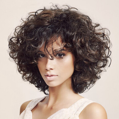 

Tailored Brazilian Women Hair Wig Women Black Short Afro Curly Wigs 34cm