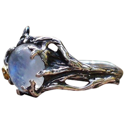 

Rose Gold Silver Ring Color Tree Leaf Natural Moonstone Stone Mothers Day Thanksgiving Day Teachers Day Gift