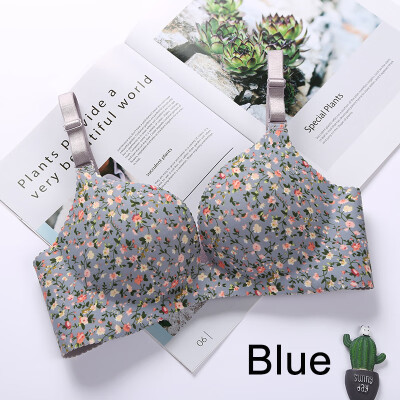 

2019 five-color one-piece Bra Gathered Adjustable Shoulder Strap Four Rows Of Buckles Without Steel Support Printed Bra 3