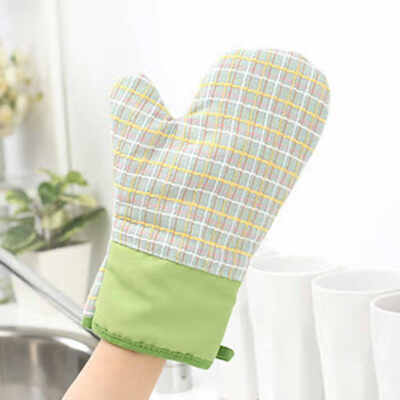 

1PCS Plaid Pattern Heat-resistant Cotton Thicken Anti-skid Microwave Oven Gloves Cooking Gloves