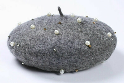 

Fashion French Beret Winter Warm Pearl Wool Hat Women Sweet Beanie Ski Caps