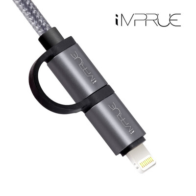 

Imprue 2 in 1 Type C to Lighting Fast Cable 3A Data Sync USB Cable For iPhone & Android Charging