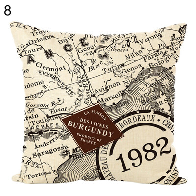 

45x45cm Geography Map Throw Pillow Case Cushion Cover Sofa Bed Office Home Decor