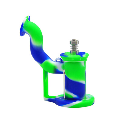 

Silicone Smoke Tubing Tobacco Smoking Holder Edible Portable Water Smoking Pipes with Wax Oil Jar&Stainless Steel Spoon Camou