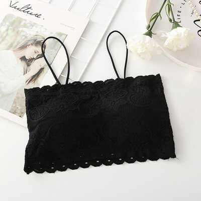 

Lace Embroidered Tube Top Solid Color Tube Top Wrapped Chest Anti-glare Detachable Padded Camisolea