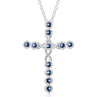 

1PC Unique 925 Sterling Silver Plated Rhinestone Crystal Cross Crystal Rhinestone Necklace Wedding Party Pendant Luxury