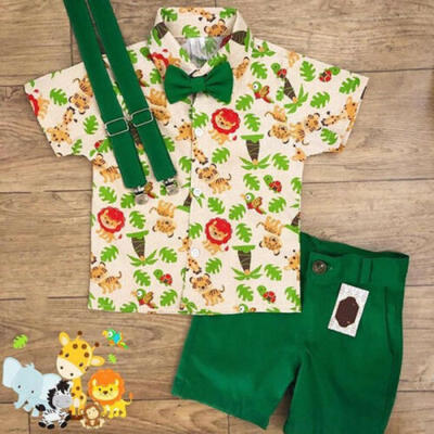 

Toddler Kid Baby Boy Gentleman Clothes Cute Lions Shirt Tops Shorts Pants Set US