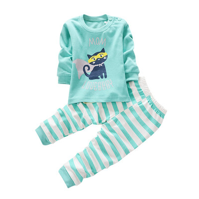 

2 PCS Set Kids Boys Girls Outfit Cotton T-shirt Tops Tracksuit Pants Children Clothes