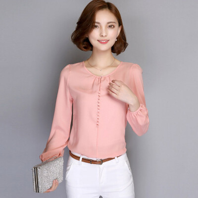 

White Blouses Korean Women Long Sleeve Autumn Chiffon Blouse Shirts Ladies Casual Office Elegant Blusas Tops