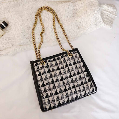 

Tailored 2019 New Simple Contrast Color Chain Messenger Bag Fashion Casual Shoulder Bag