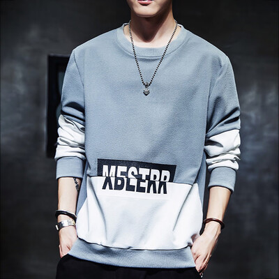 

Toponeto Mens Fashion Long-sleeved Round Neck Solid Color Printing Sweater Tops Blouse